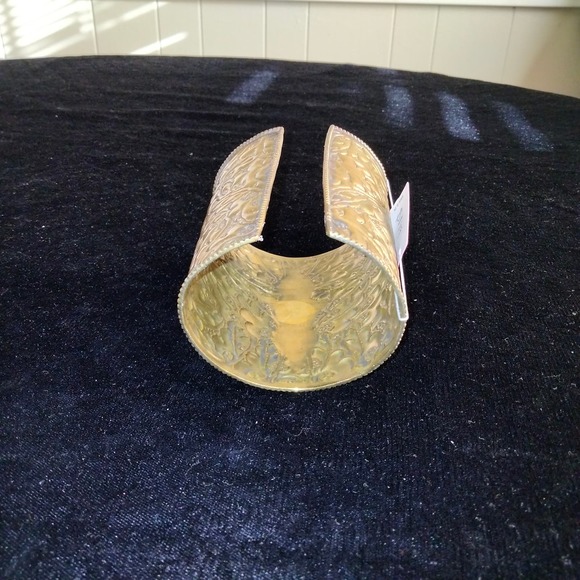 Iris Apfel & Bajalia Brass Turquoise & Coral Inlay HUGE Statement Cuff Bracelet - Picture 7 of 16